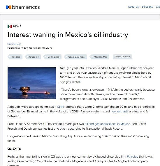Interest waning in Mexico's oil industry